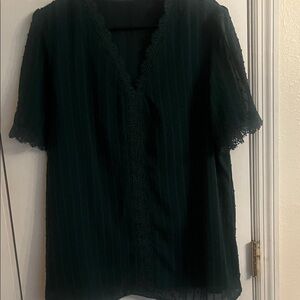 Elegant Green Lace Trim Top